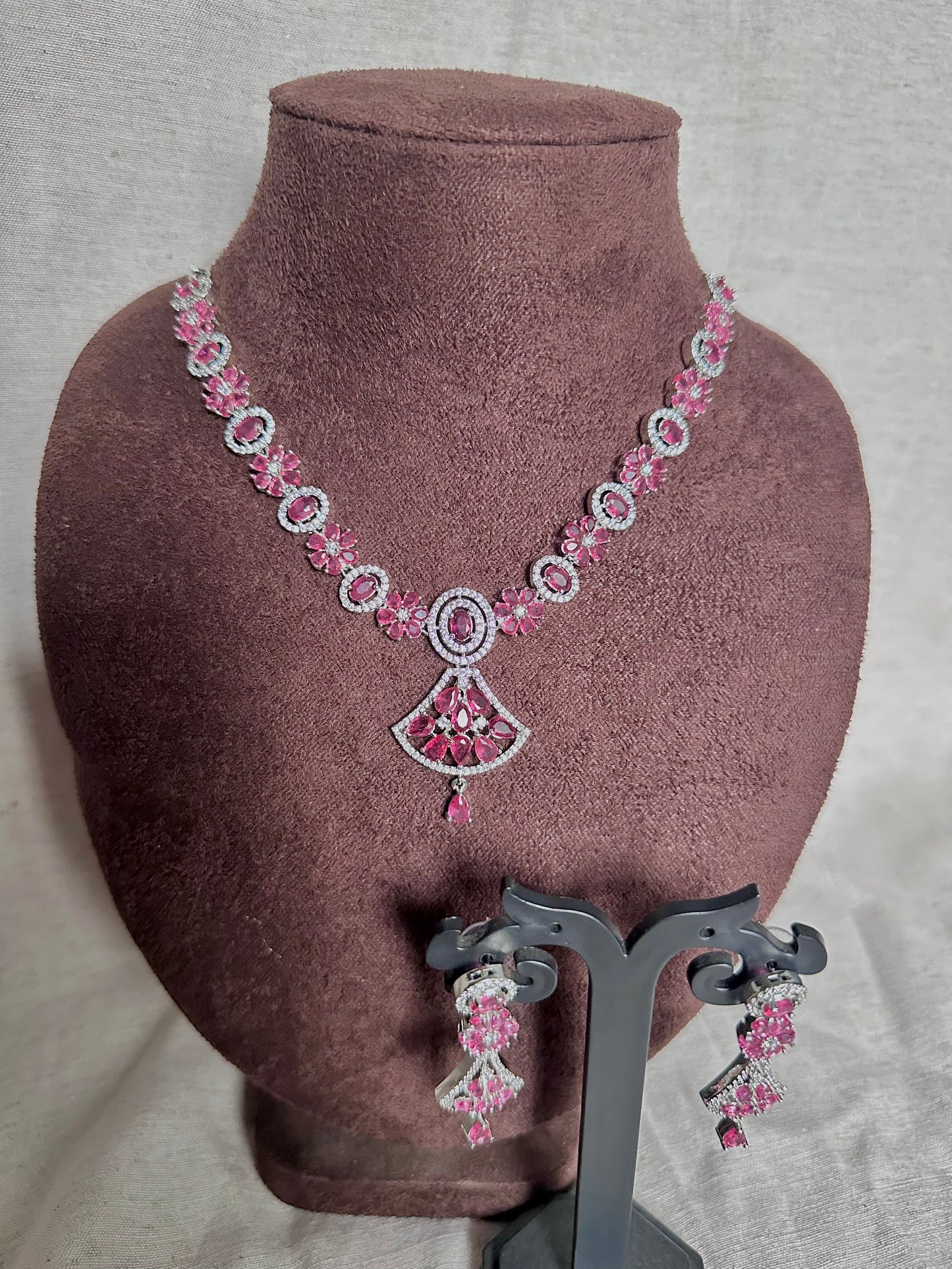 Ruby american diamond neck piece