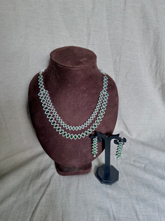 Blue double layer american diamond set