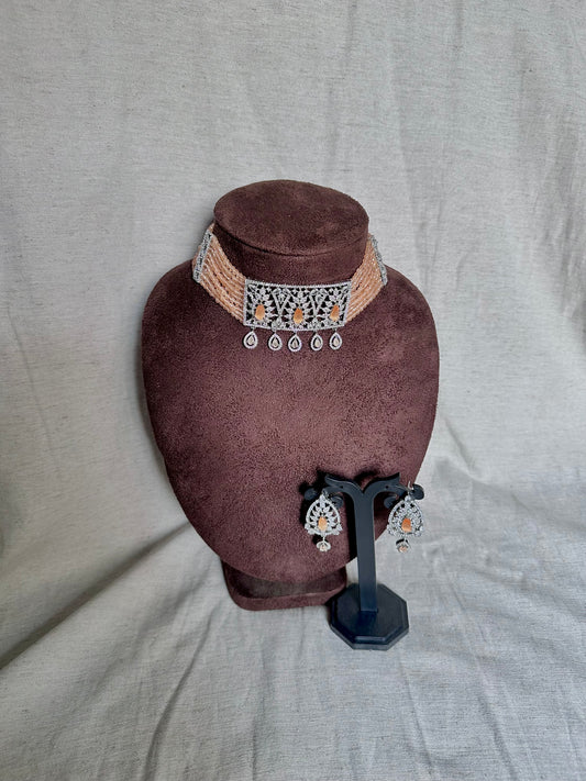 Peach american diamond set