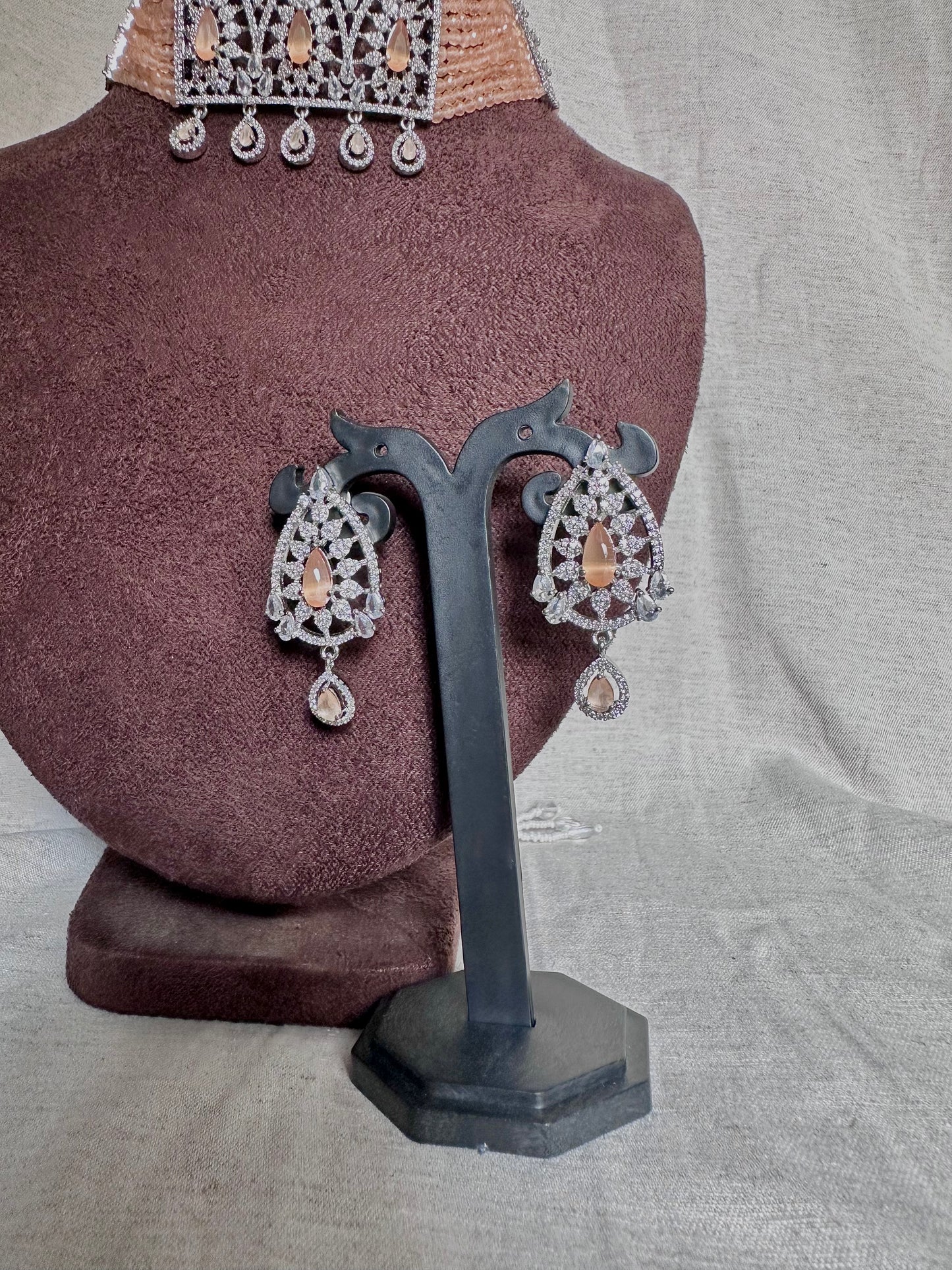 Peach american diamond set