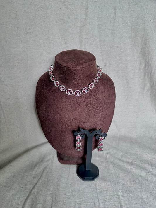 Ruby silver choker set