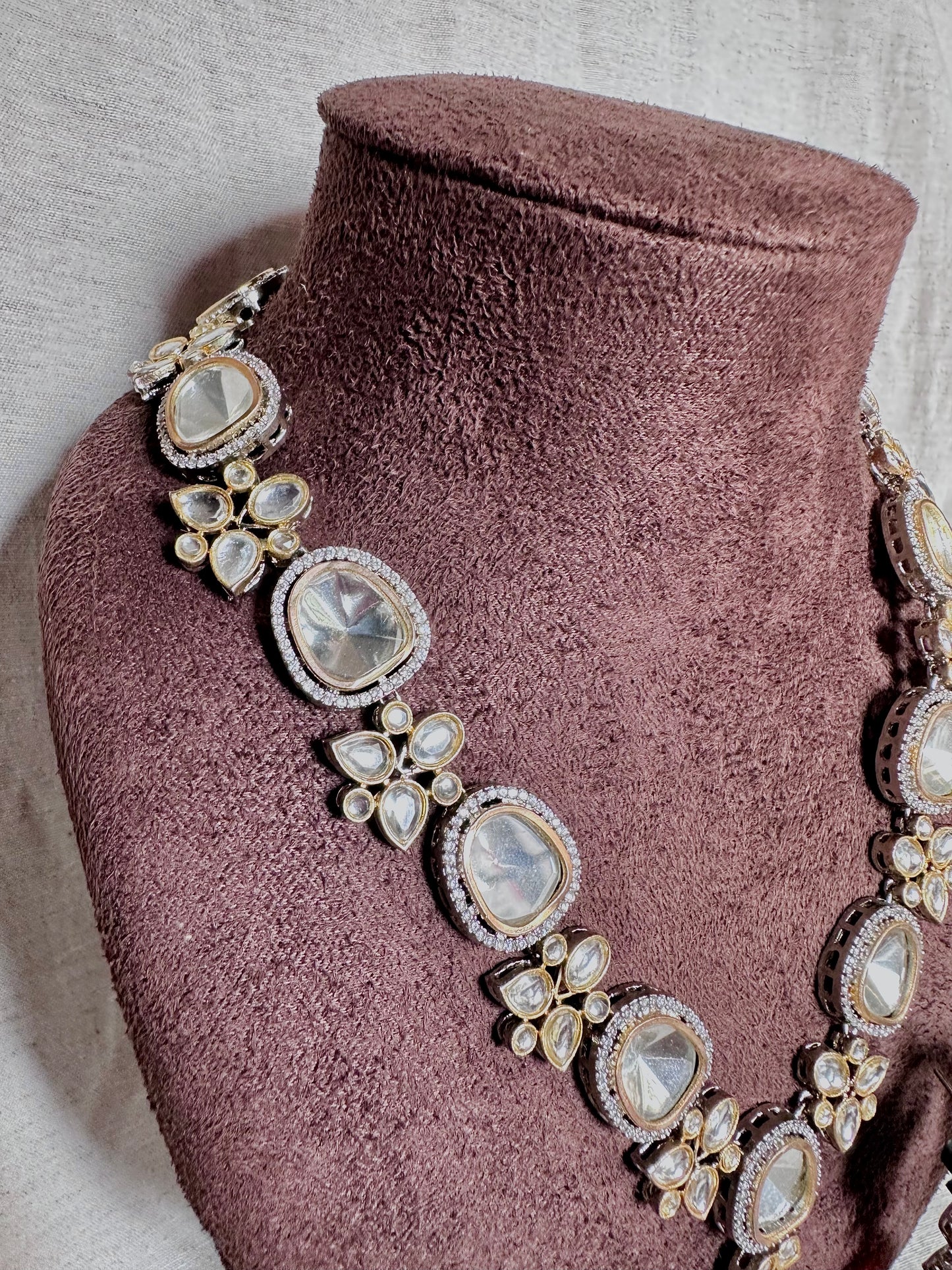 Maroon floral long chain set