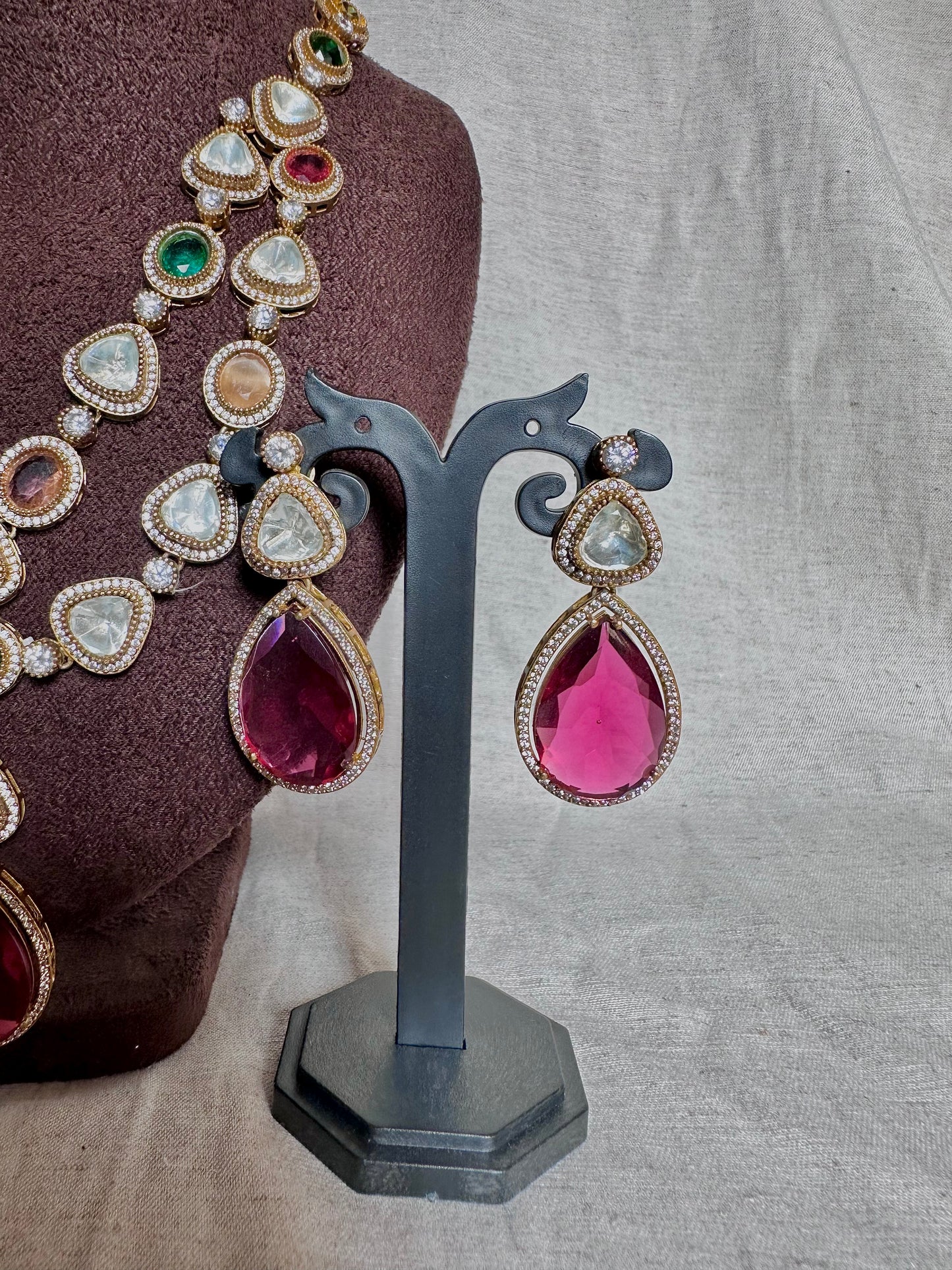 Premium double layer kundan long chain set