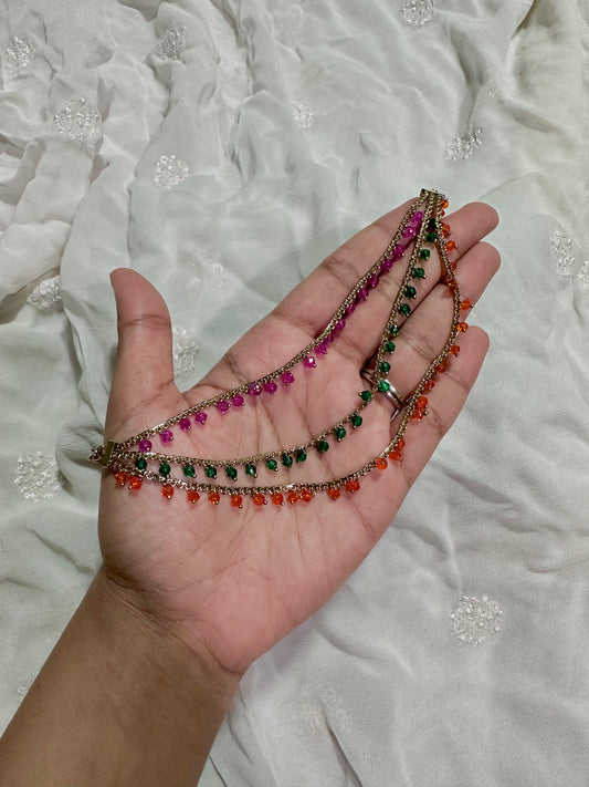 3 layer multicolor earrings chain