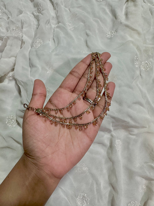 3 layer crystal beads earrings chain