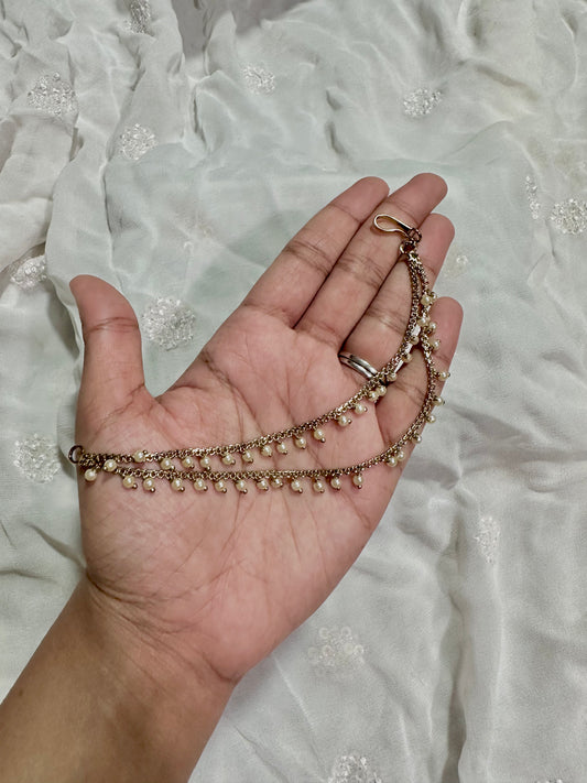 2 layer pearl earrings chain