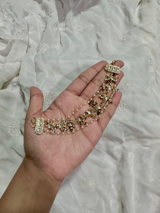 Kundan white earrings chain