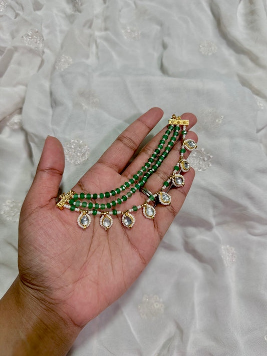 Emerald kundan earrings chain