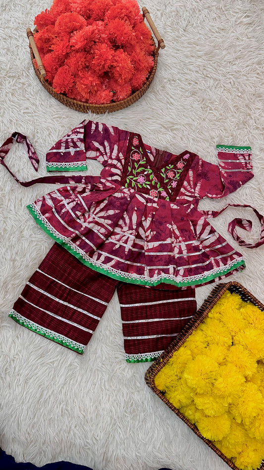 Red premium cotton palazzo