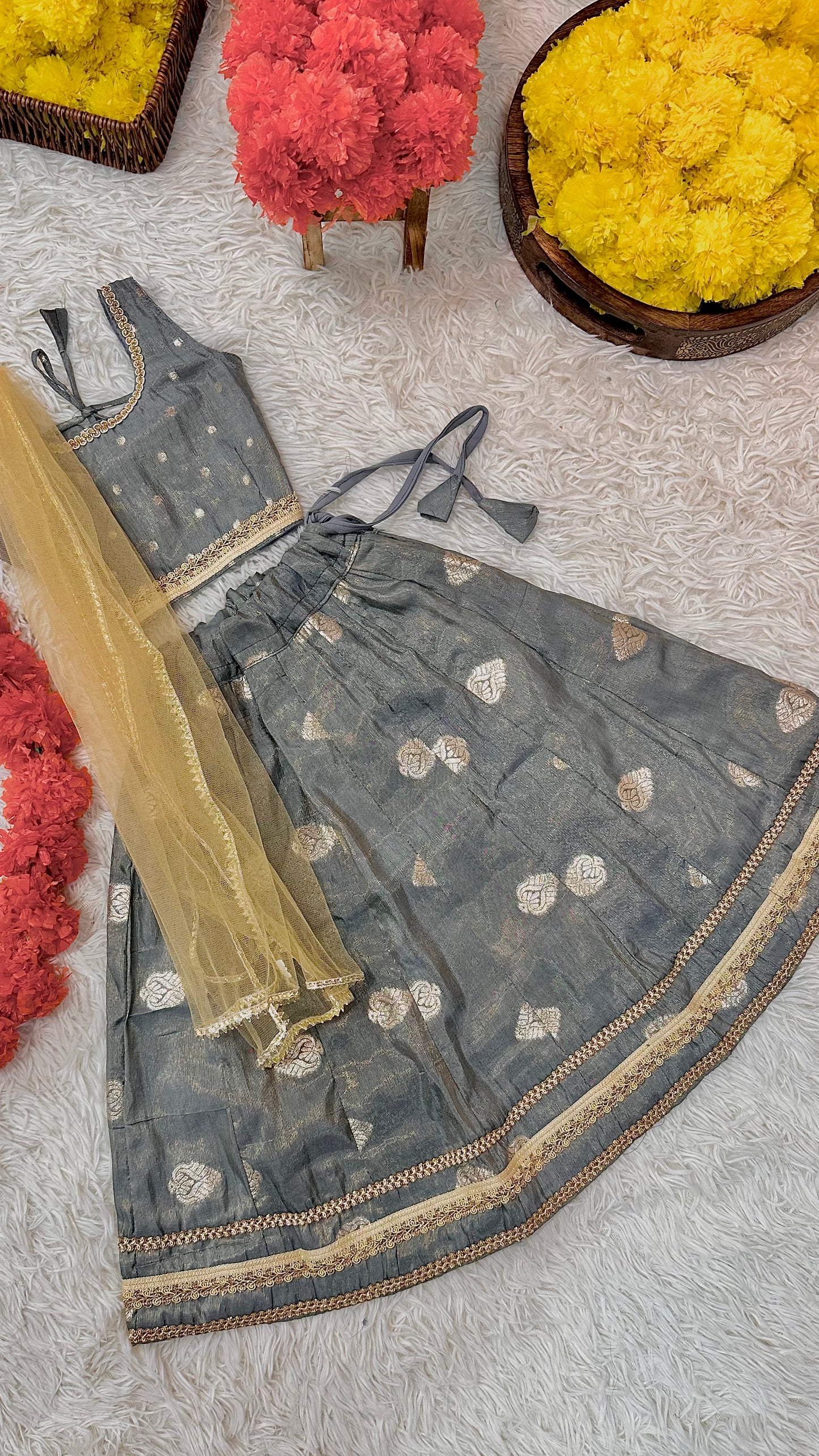 Grey banaras lehenga