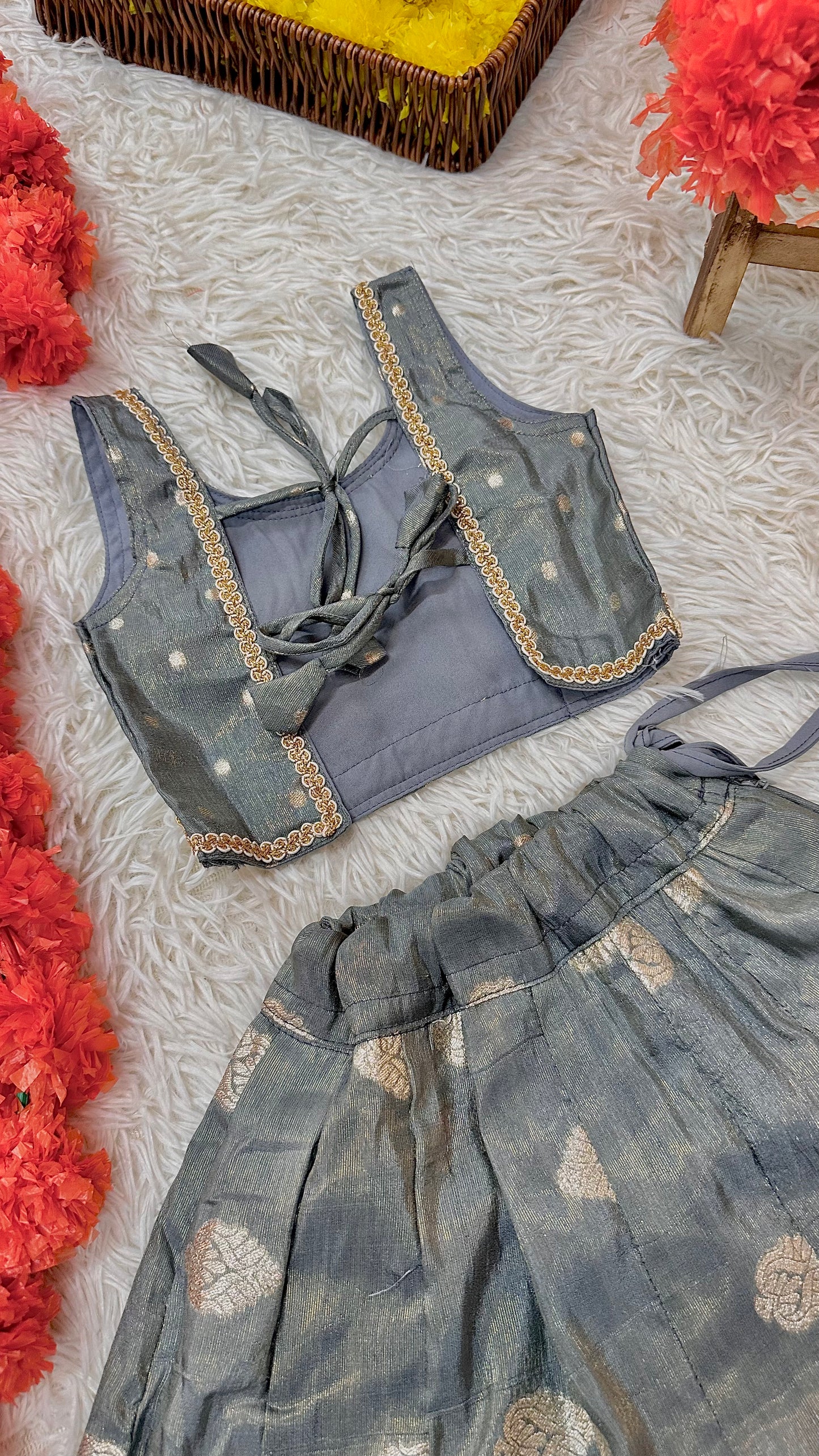 Grey banaras lehenga