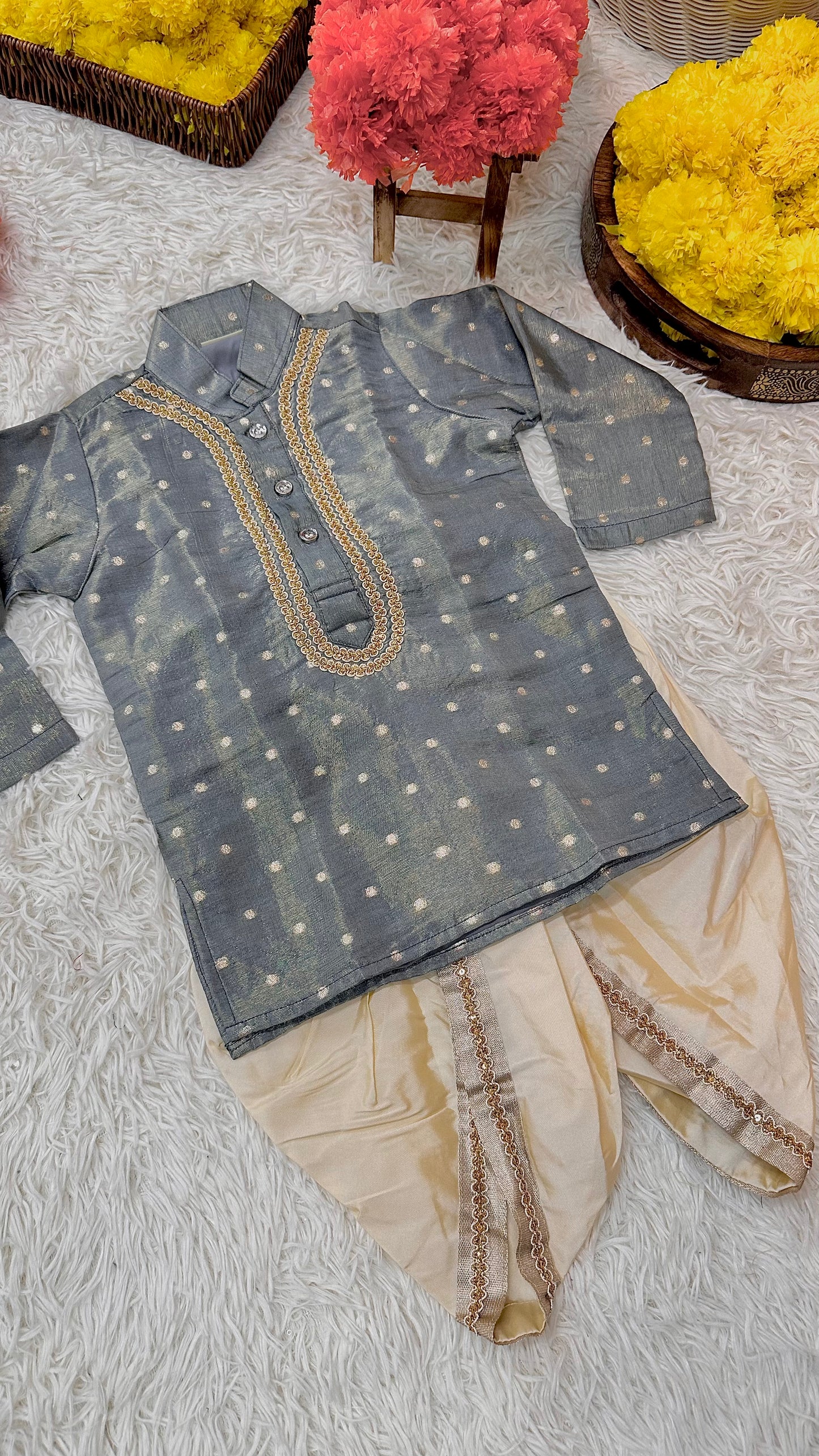 Grey banaras dhoti