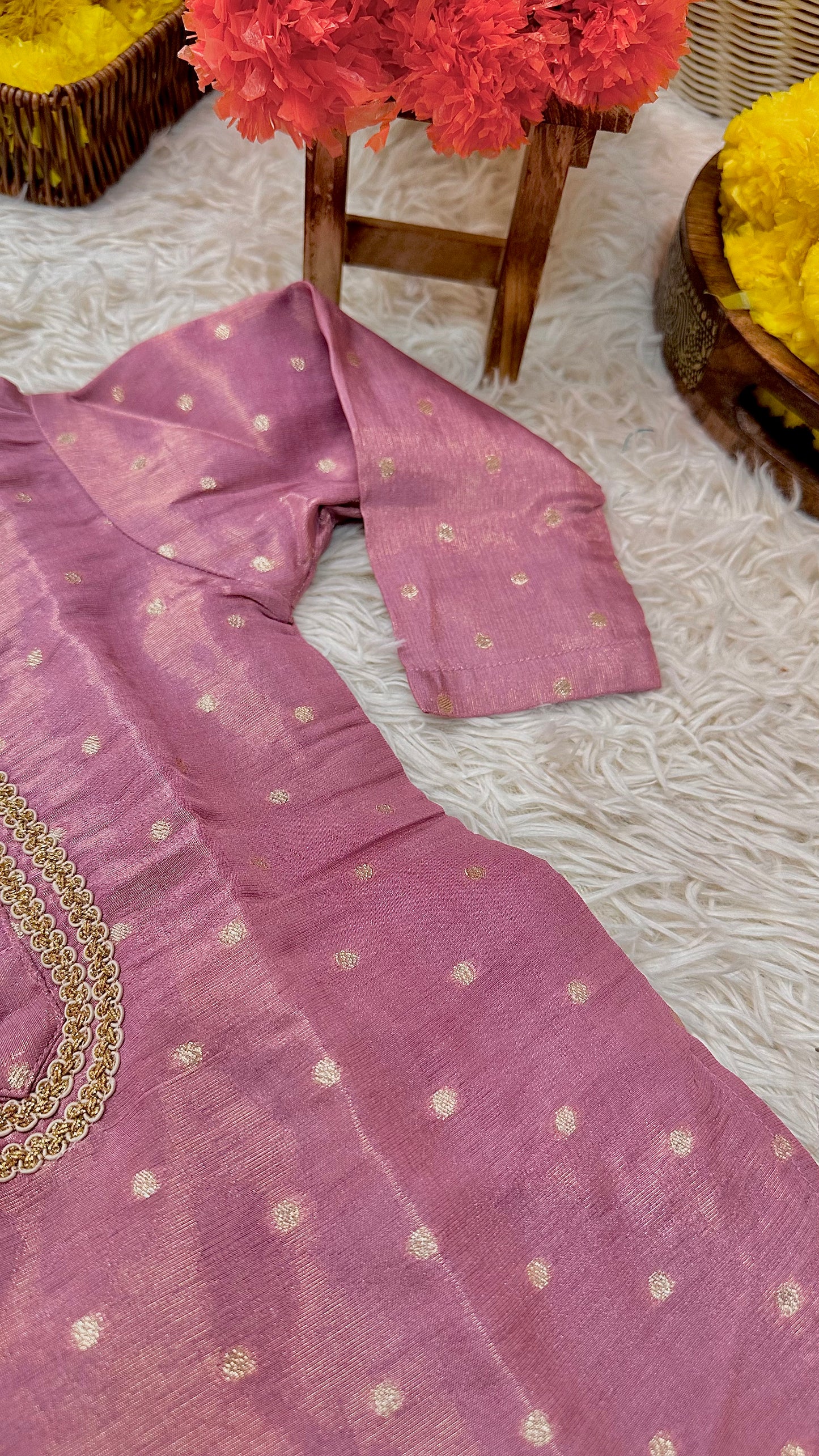Pink banaras dhoti