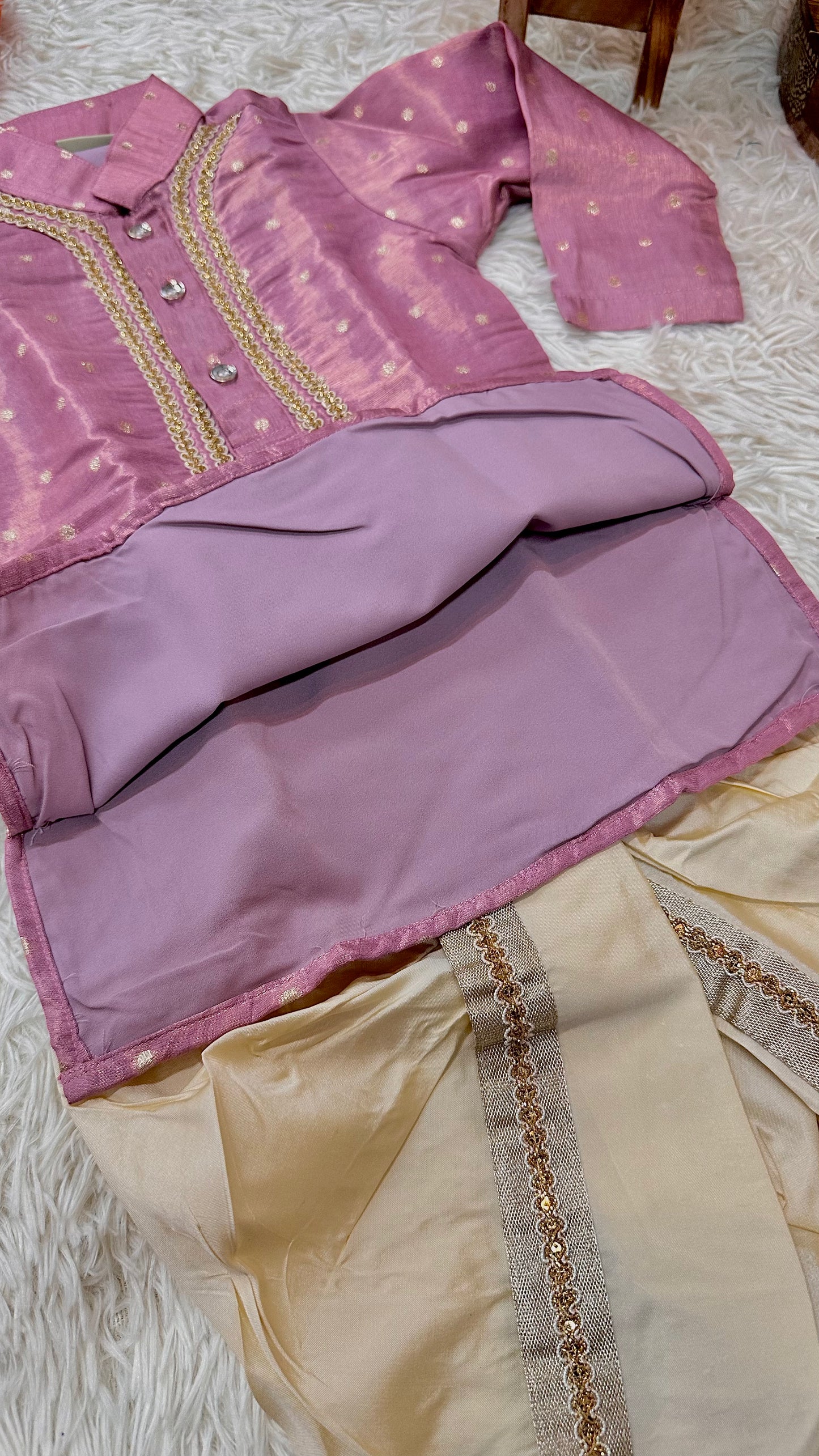 Pink banaras dhoti