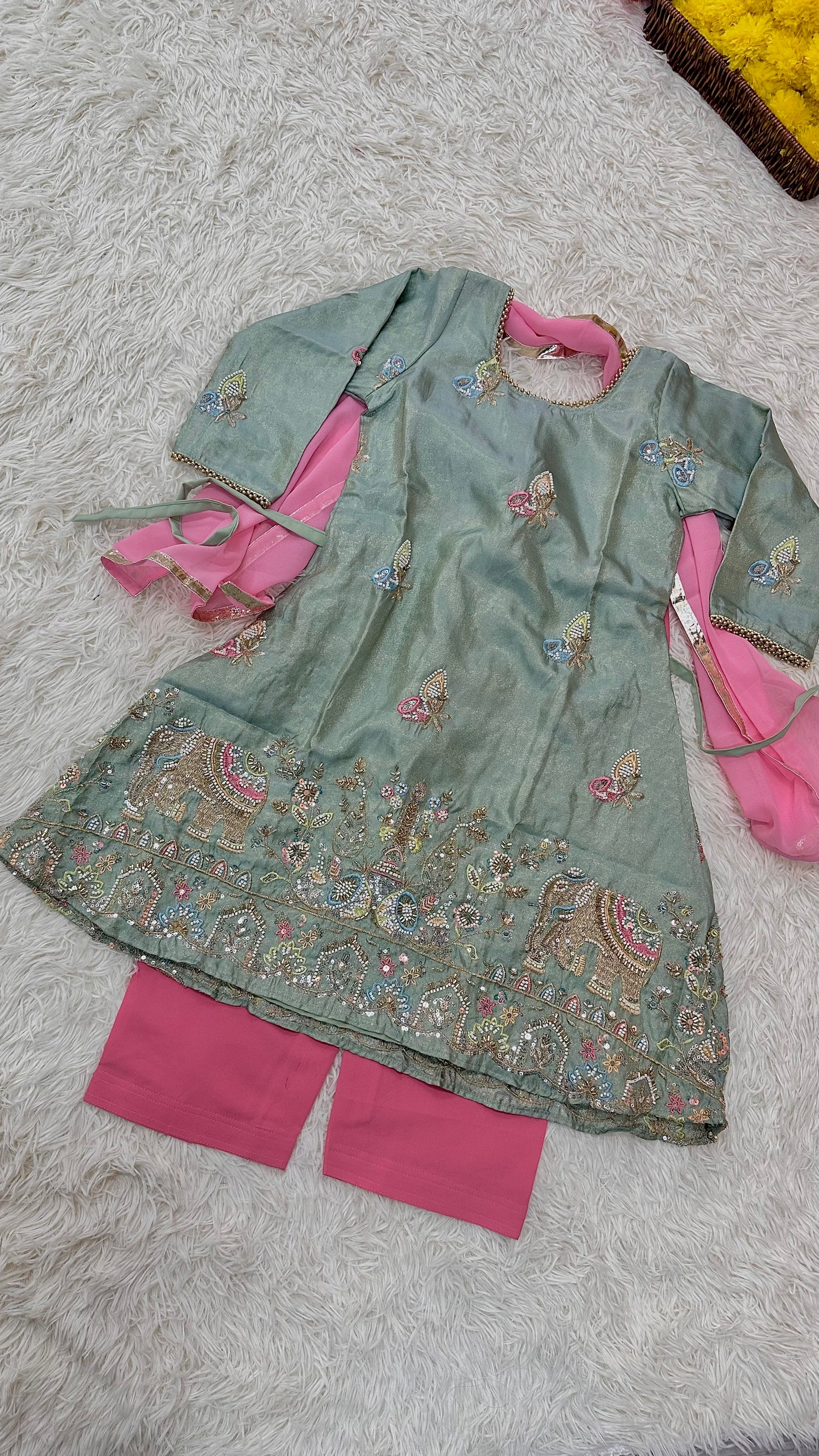 Mint green elephant suit