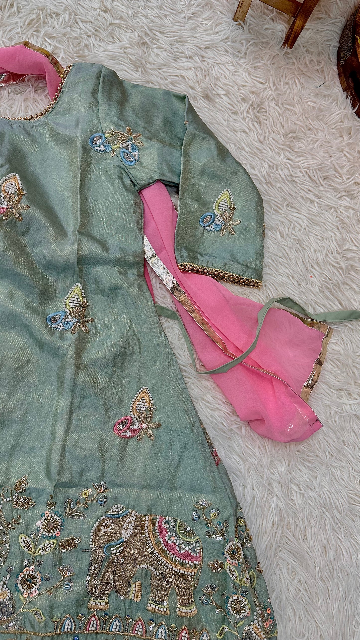 Mint green elephant suit