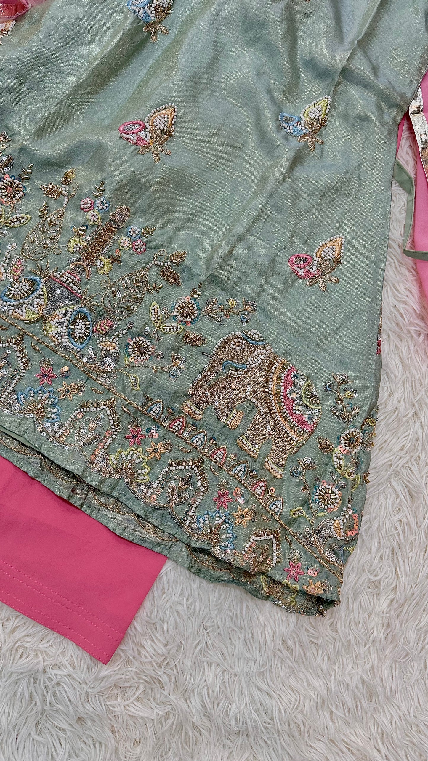 Mint green elephant suit