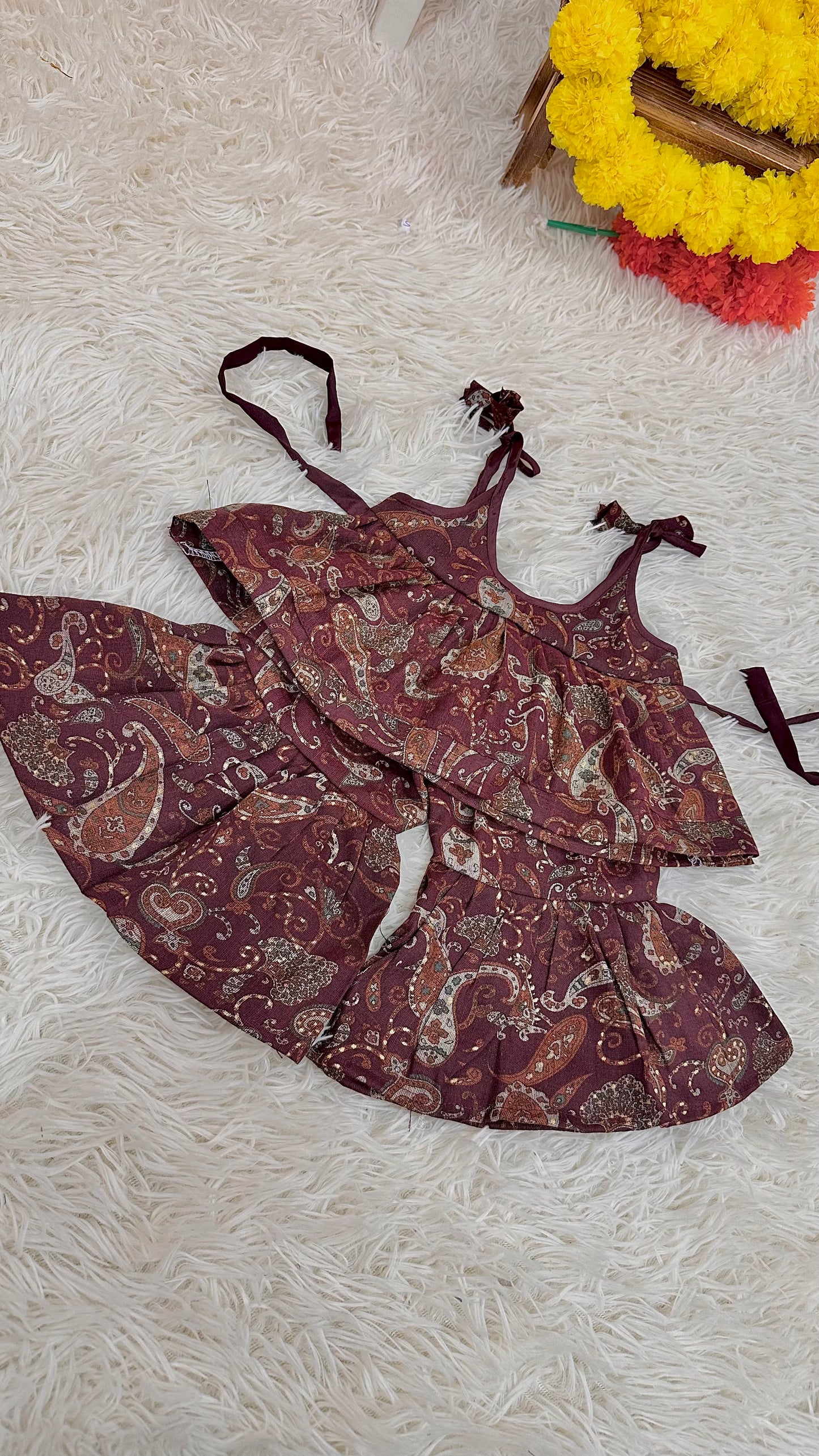 Maroon printed gharara