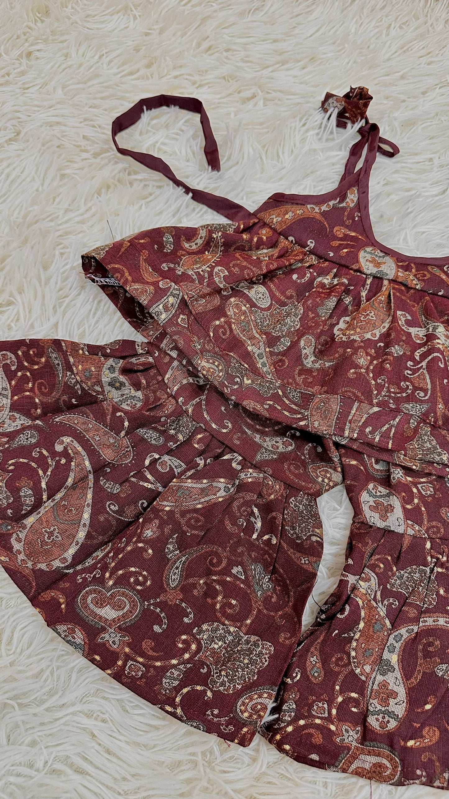 Maroon printed gharara